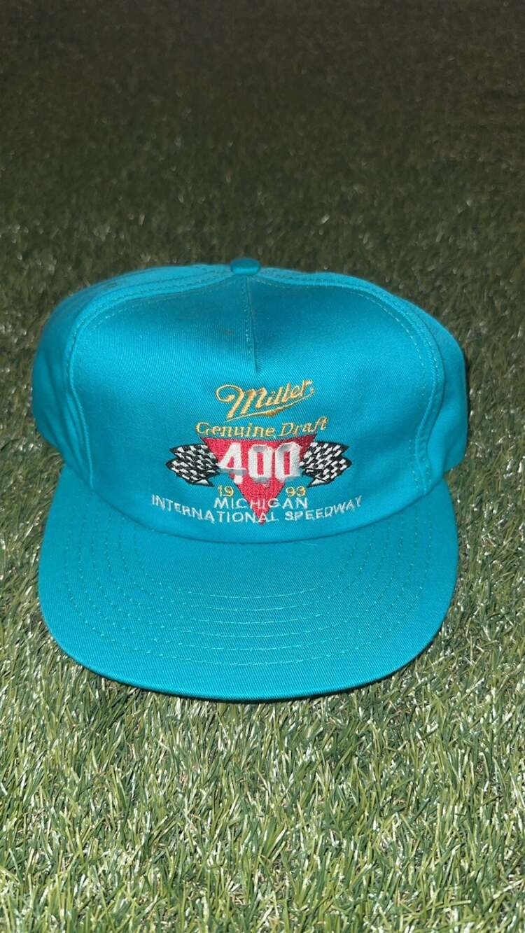 Vintage 1993 Miller Genuine Draft 400 Michigan International Speedway Snapback H